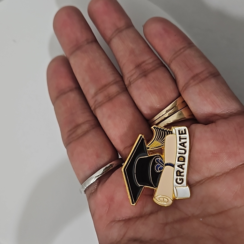 Graduation Party decor black and gold banner Cupcakes toppers Enamel Grad Pin - Picture 9 of 17